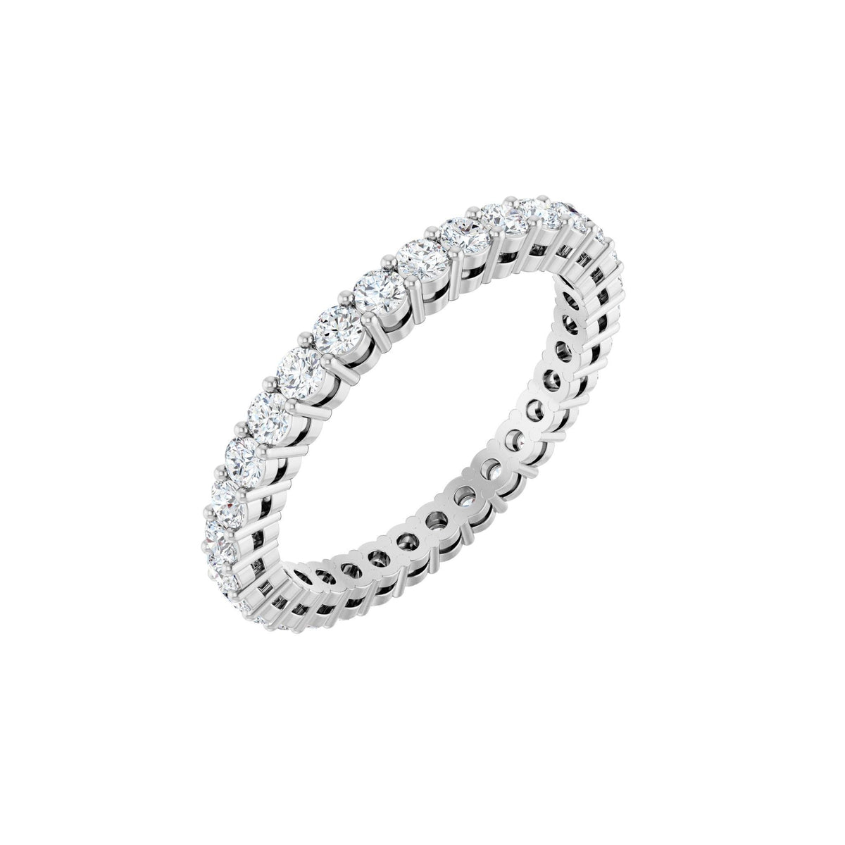 Round Lab-Grown Diamond Shared-Prong Eternity Band in 14K Gold - 14K White Gold