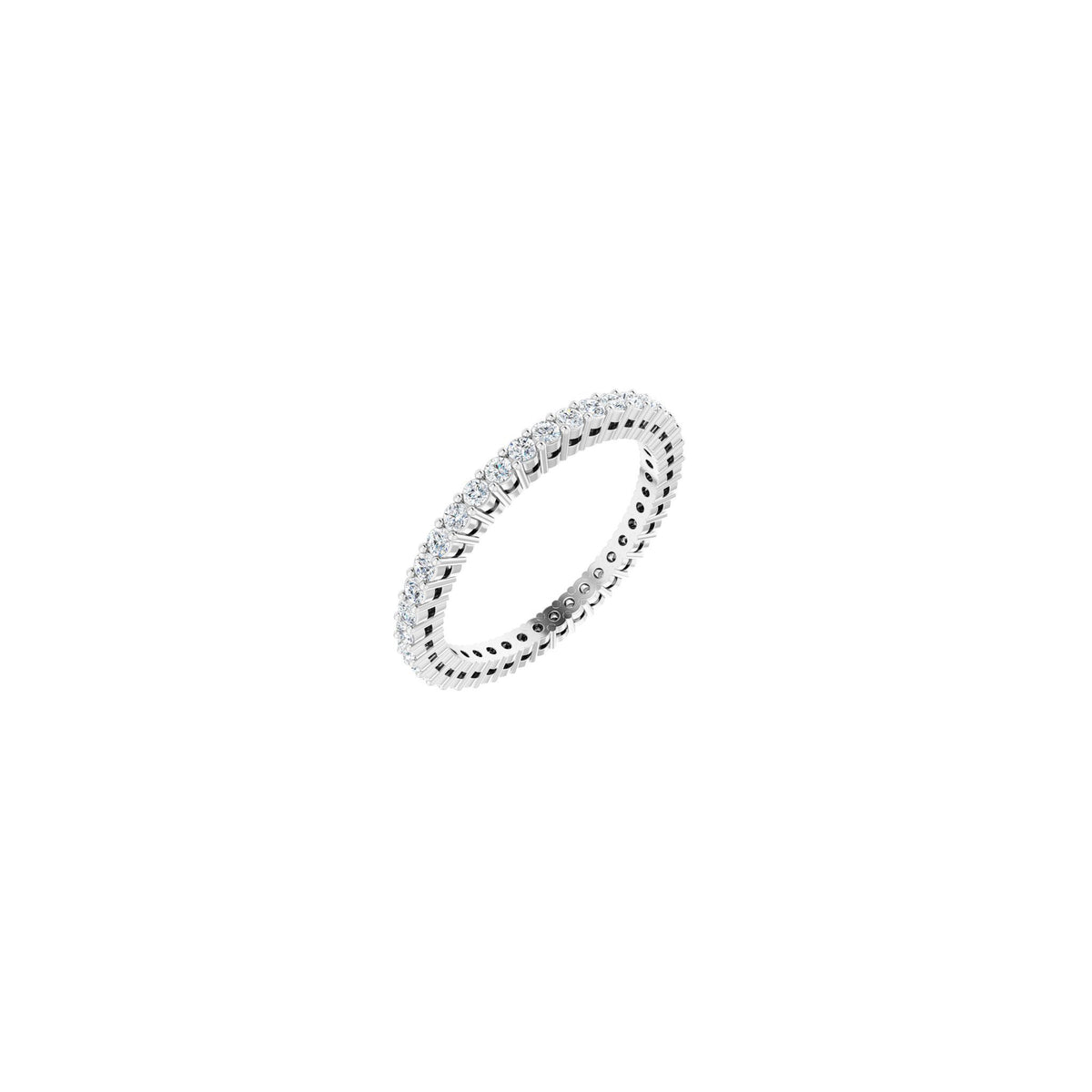 Round Lab-Grown Diamond Shared-Prong Eternity Band in 14K Gold - 14K White Gold