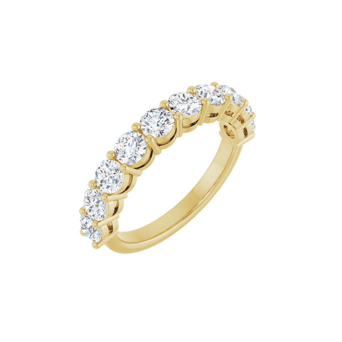 Round Lab-Grown Diamond Shared-Prong Half Eternity Band in 14K Gold - 14K Yellow Gold