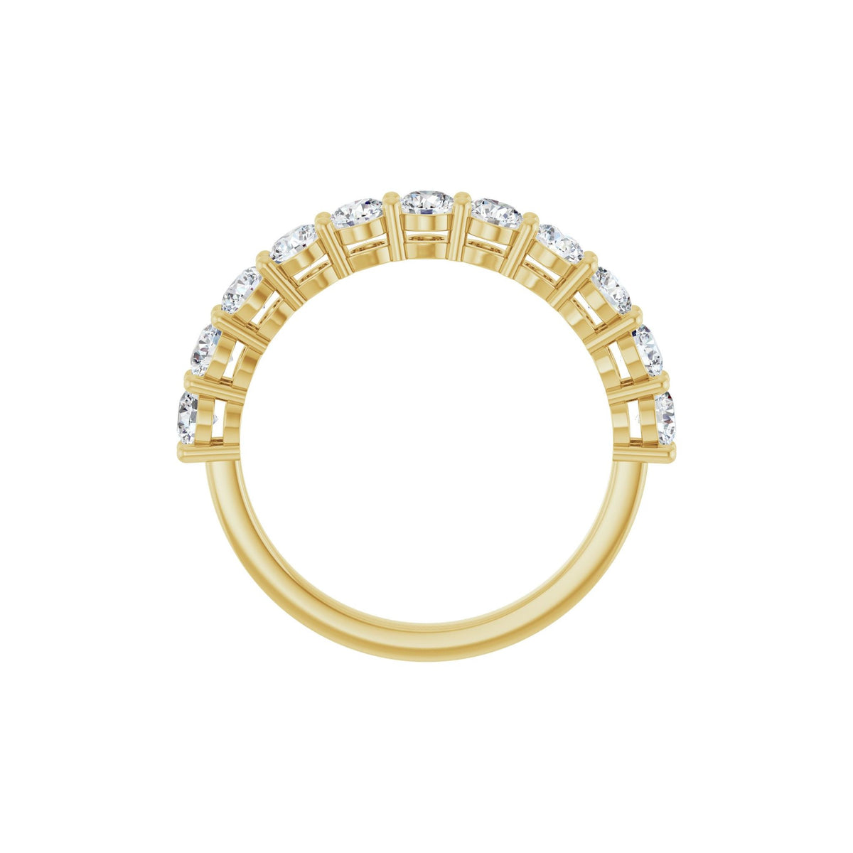 Round Lab-Grown Diamond Shared-Prong Half Eternity Band in 14K Gold - 14K Yellow Gold