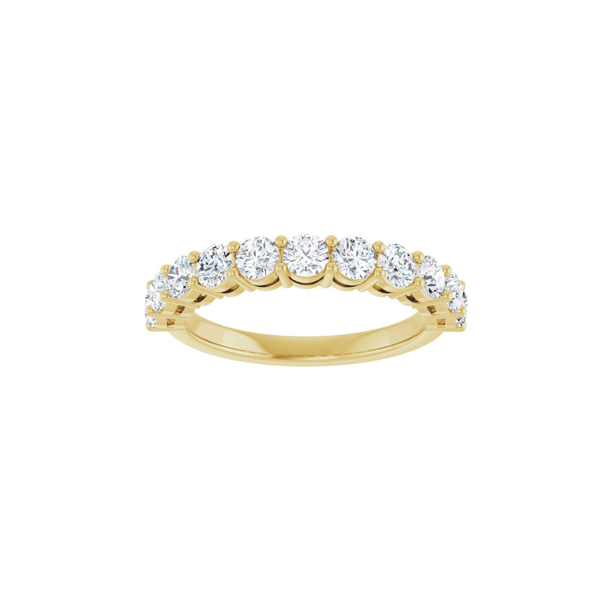 Round Lab-Grown Diamond Shared-Prong Half Eternity Band in 14K Gold - 14K Yellow Gold