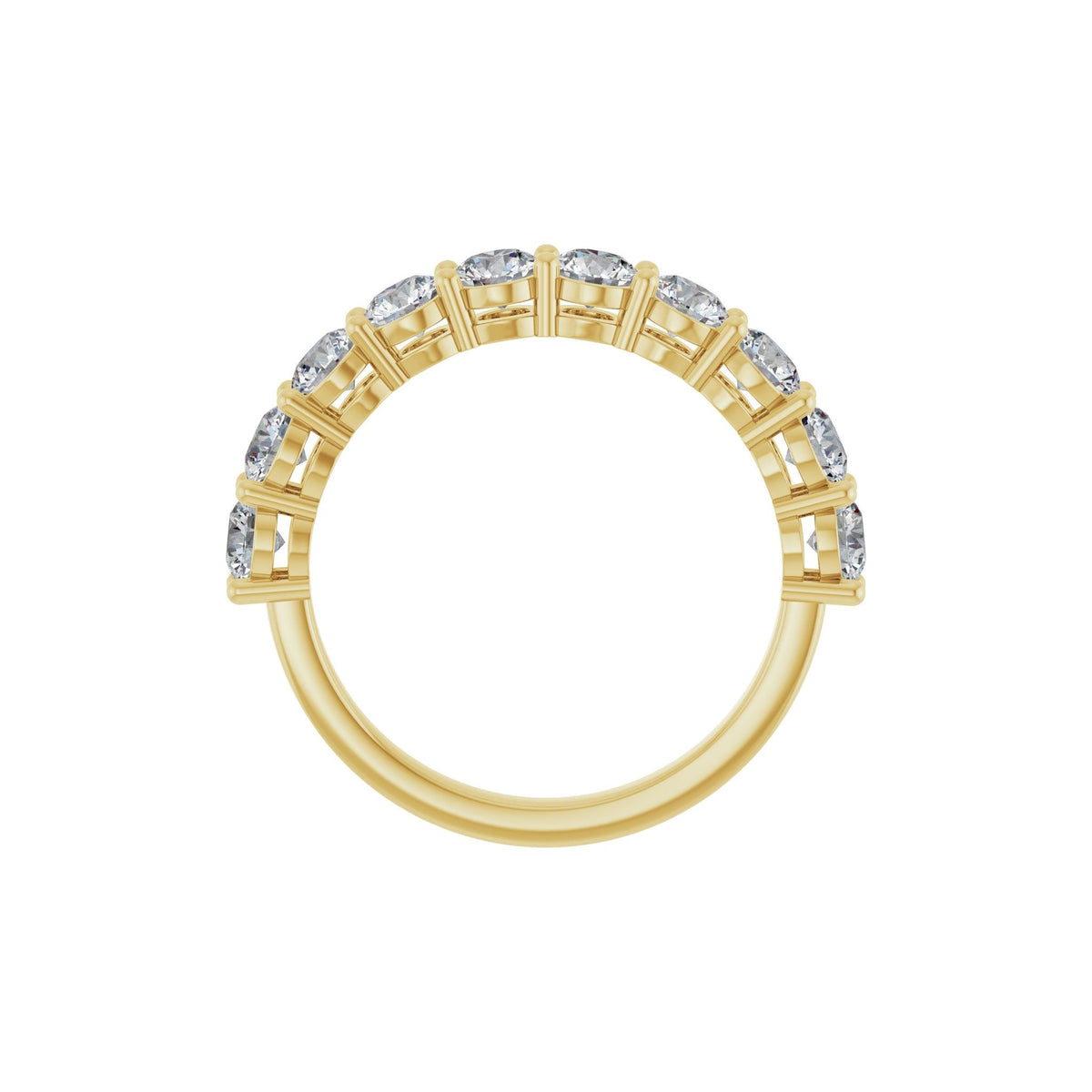 Round Lab-Grown Diamond Shared-Prong Half Eternity Band in 14K Gold - 14K Yellow Gold