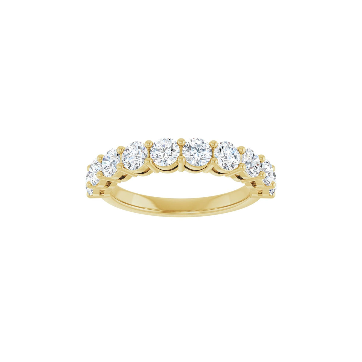 Round Lab-Grown Diamond Shared-Prong Half Eternity Band in 14K Gold - 14K Yellow Gold