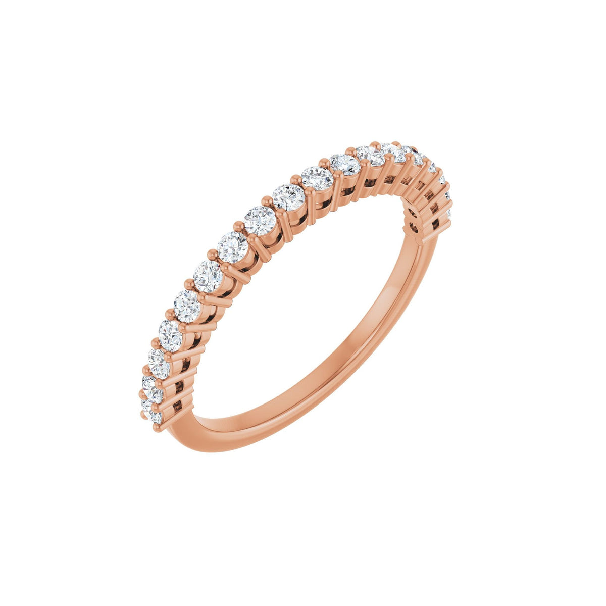 Round Lab-Grown Diamond Shared-Prong Half Eternity Band in 14K Gold - 14K Rose Gold