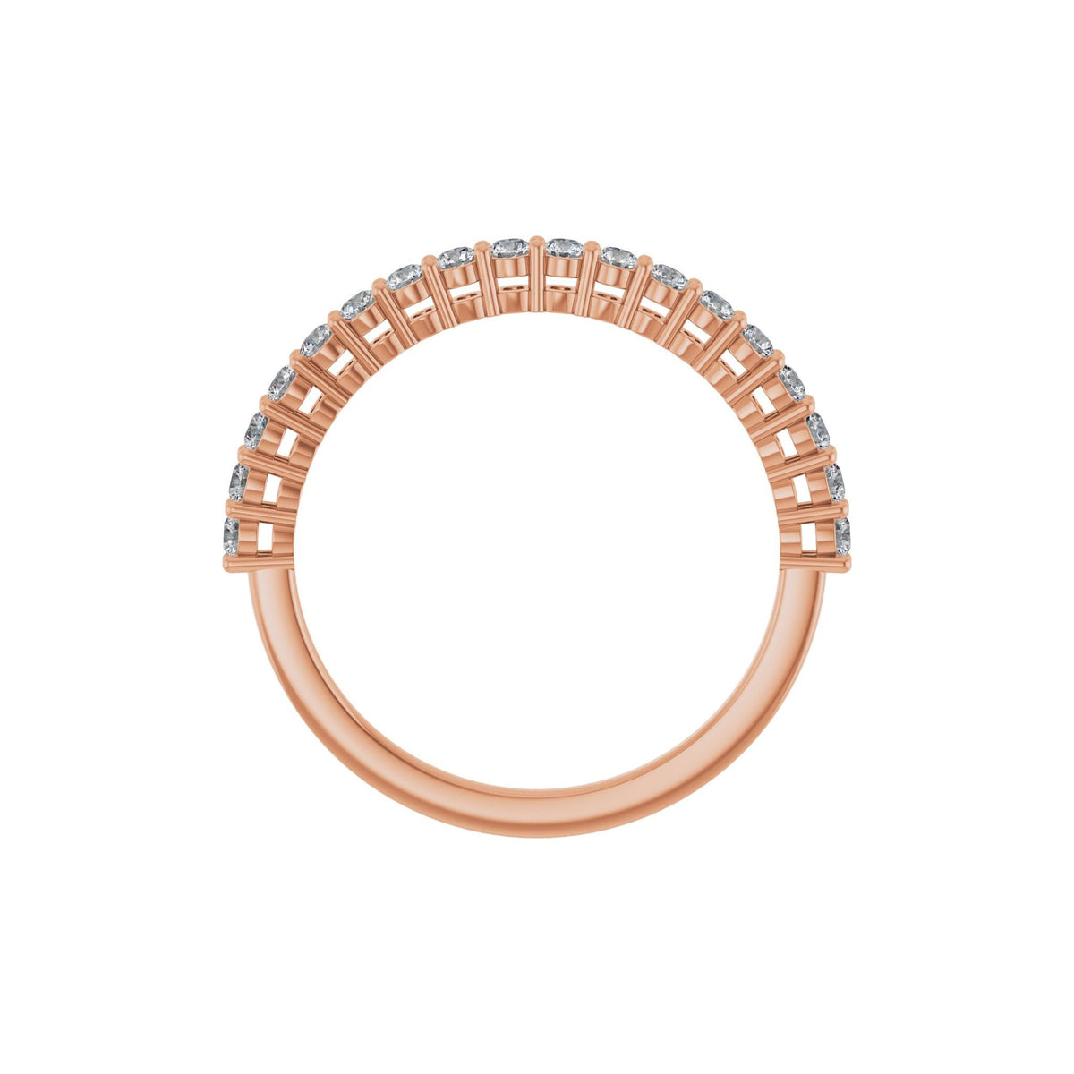 Round Lab-Grown Diamond Shared-Prong Half Eternity Band in 14K Gold - 14K Rose Gold