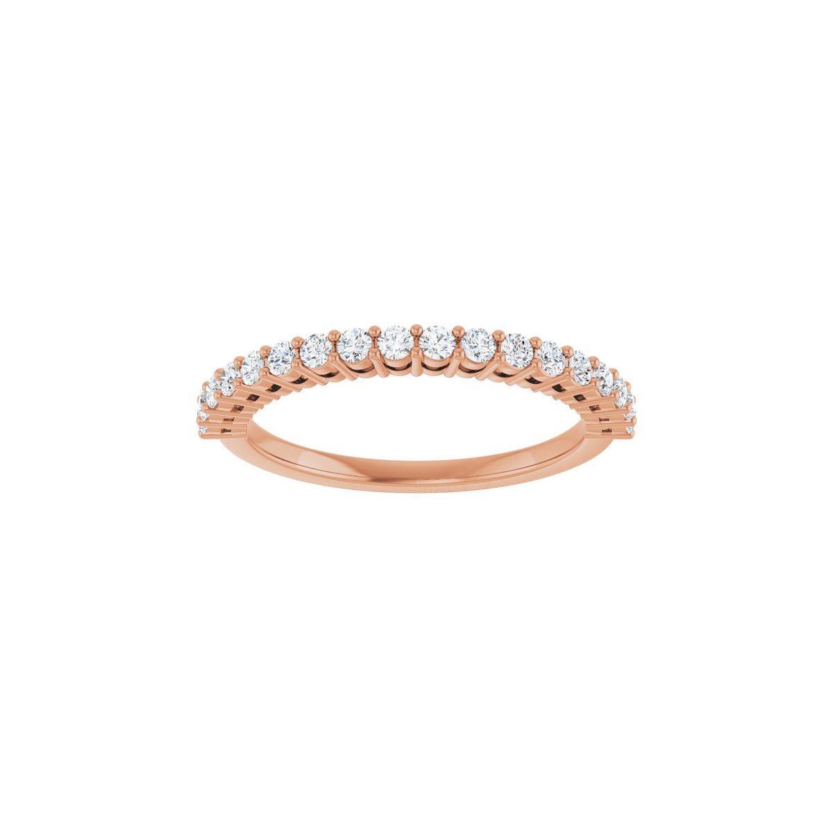 Round Lab-Grown Diamond Shared-Prong Half Eternity Band in 14K Gold - 14K Rose Gold