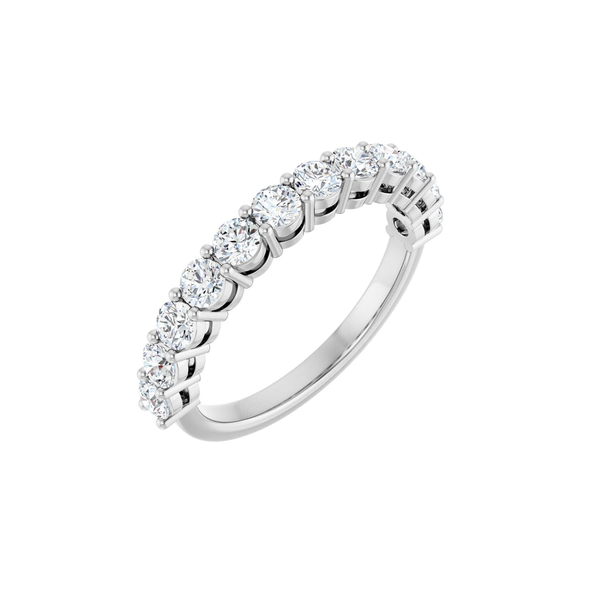 Round Lab-Grown Diamond Shared-Prong Half Eternity Band in 14K Gold - 14K White Gold
