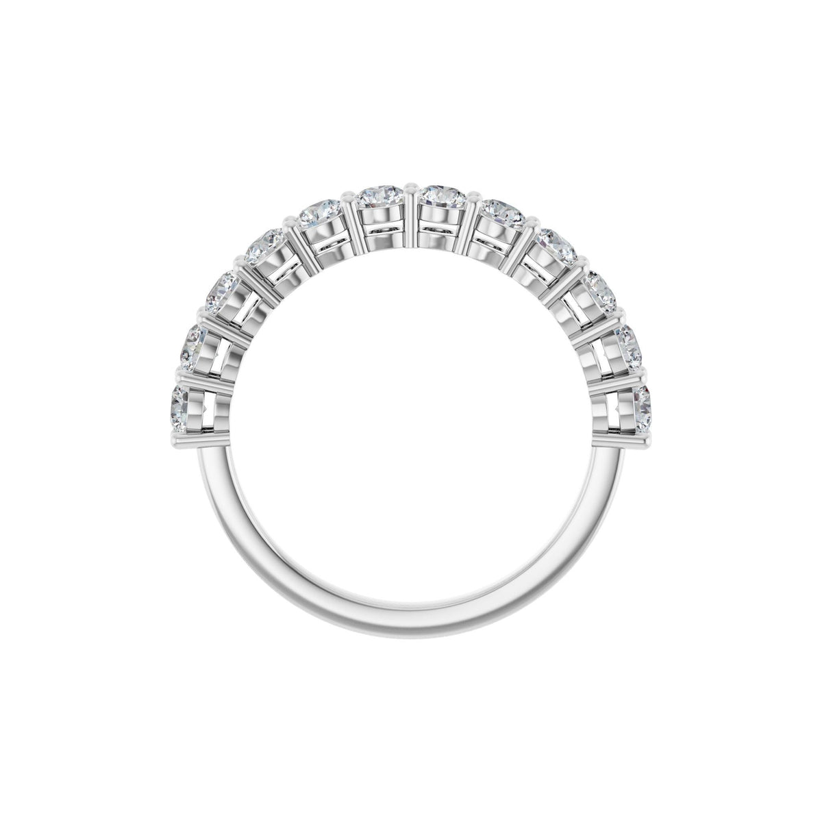 Round Lab-Grown Diamond Shared-Prong Half Eternity Band in 14K Gold - 14K White Gold