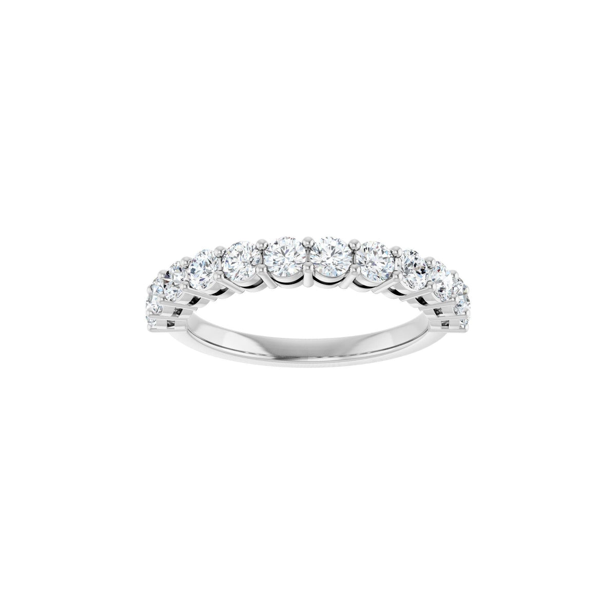 Round Lab-Grown Diamond Shared-Prong Half Eternity Band in 14K Gold - 14K White Gold