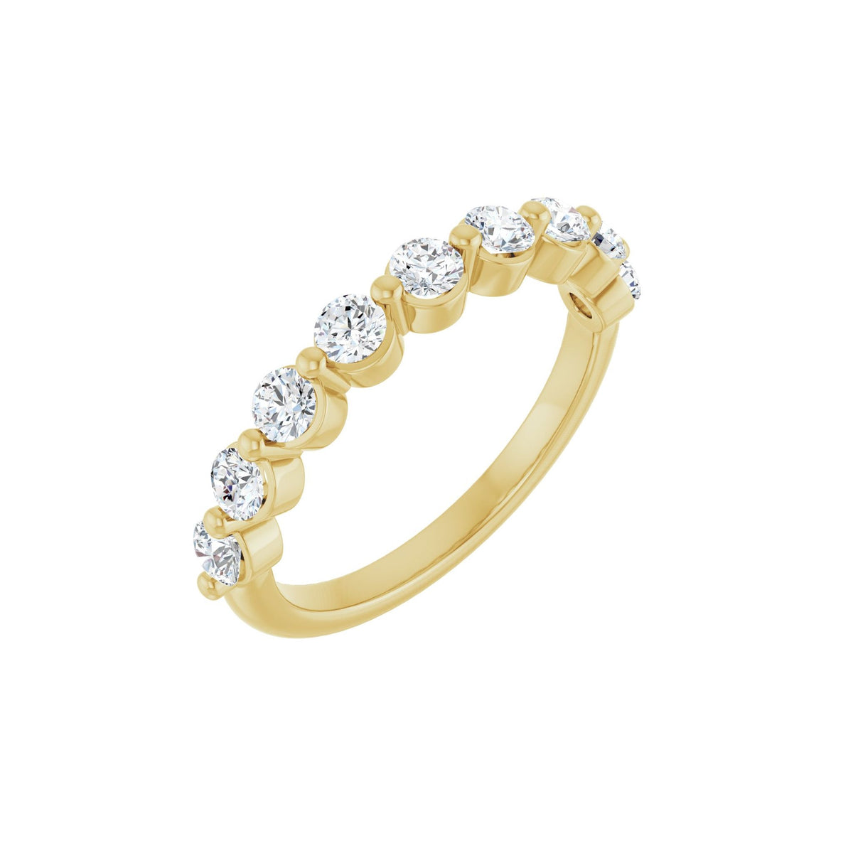 Round Lab-Grown Diamond Shared-Prong Half Eternity Band in 14K Gold or Platinum - 14K Yellow Gold