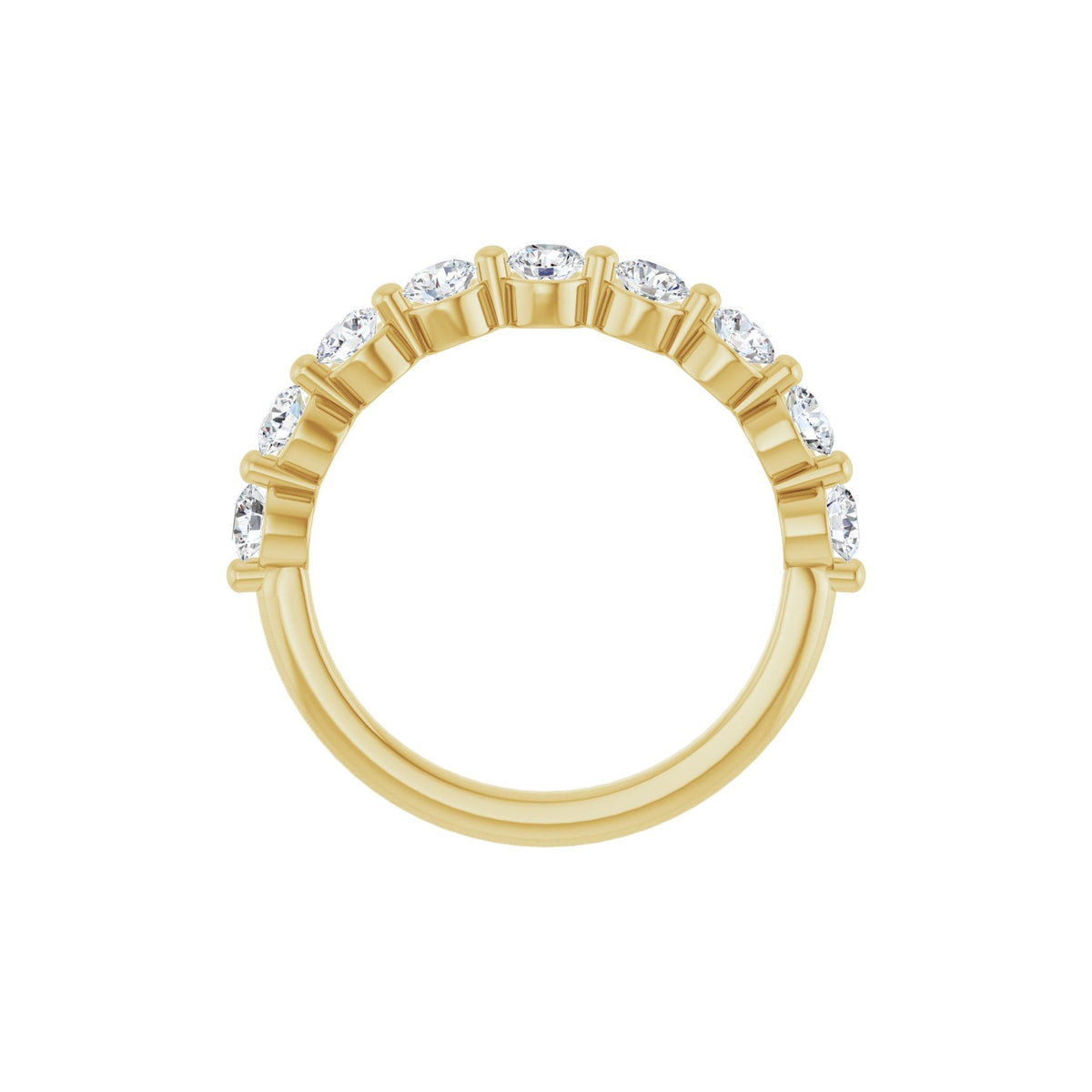 Round Lab-Grown Diamond Shared-Prong Half Eternity Band in 14K Gold or Platinum - 14K Yellow Gold