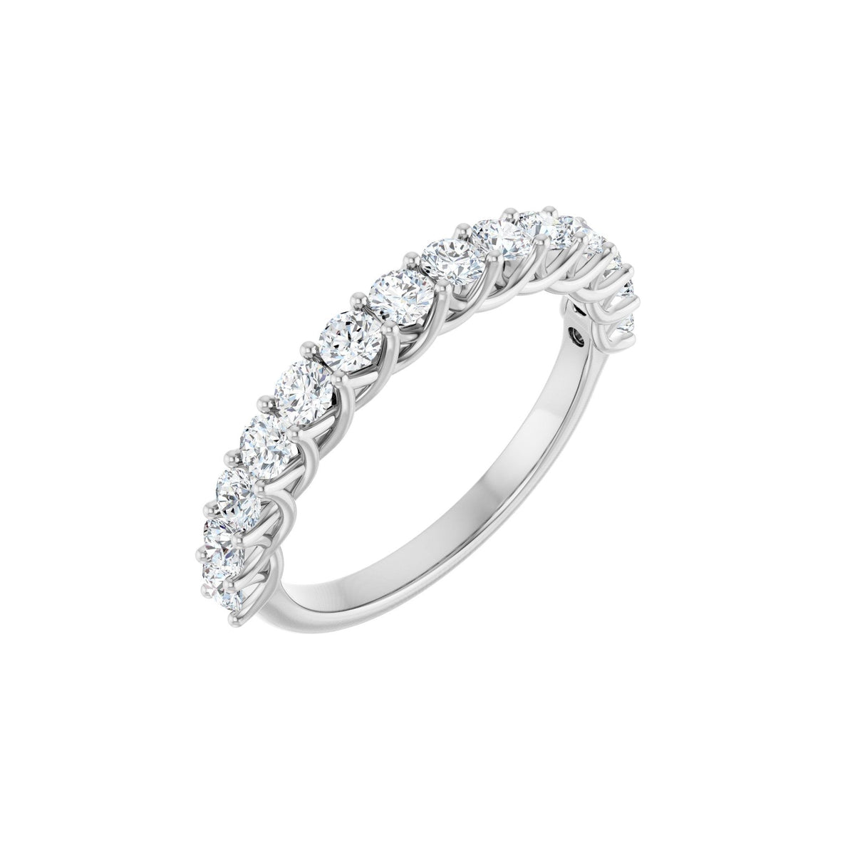 Round Lab-Grown Diamond Woven-Design Half Eternity Band in 14K Gold - 14K White Gold