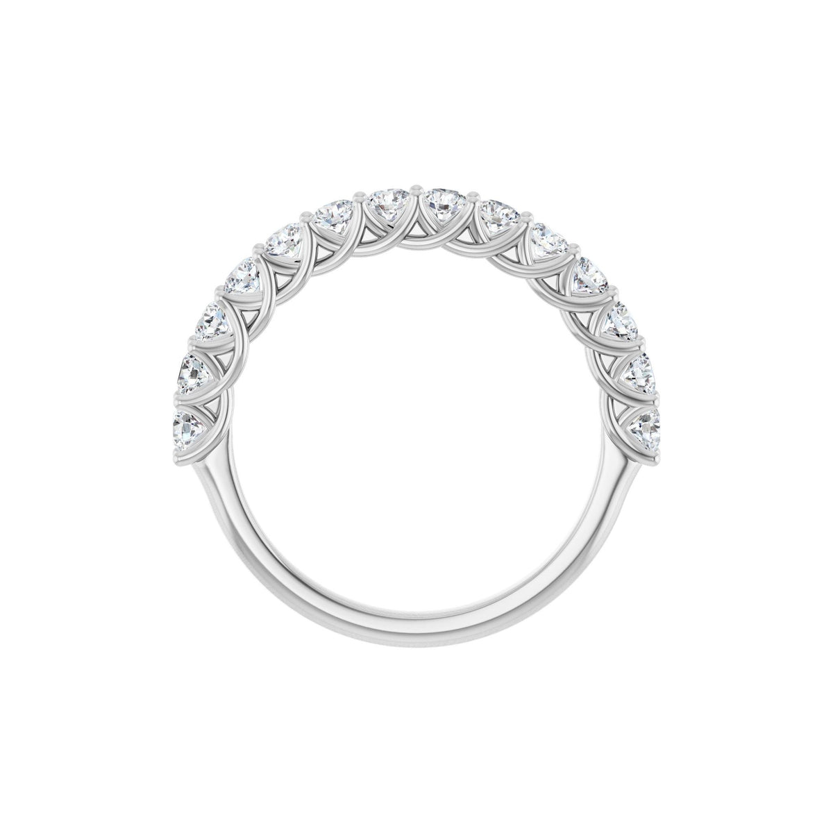 Round Lab-Grown Diamond Woven-Design Half Eternity Band in 14K Gold - 14K White Gold