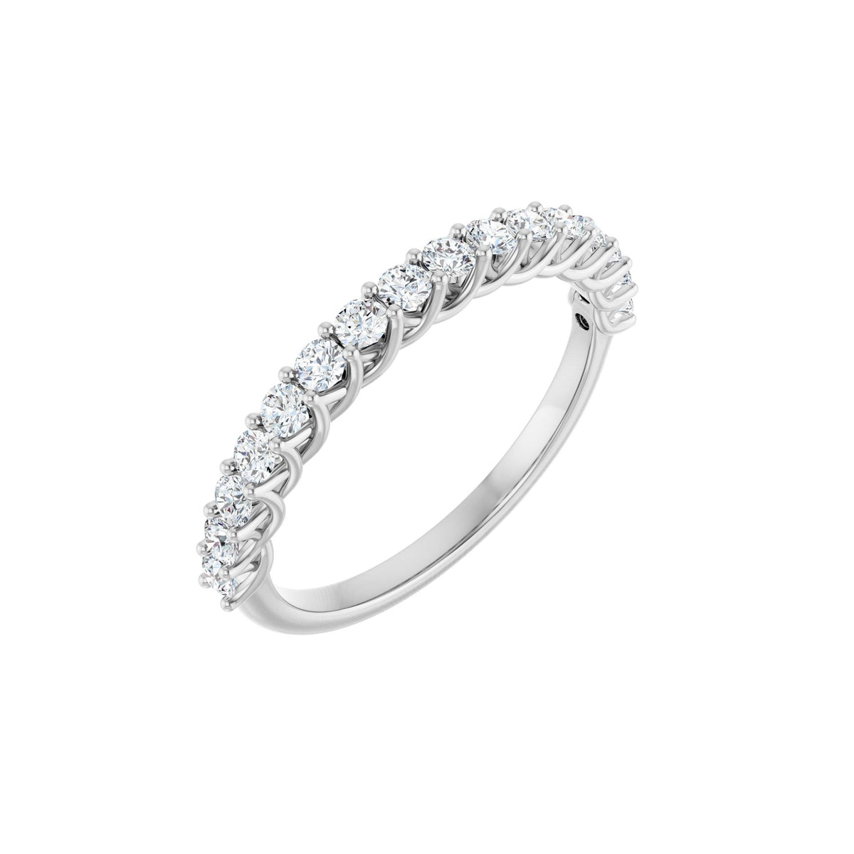 Round Lab-Grown Diamond Woven-Design Half Eternity Band in 14K Gold - 14K White Gold