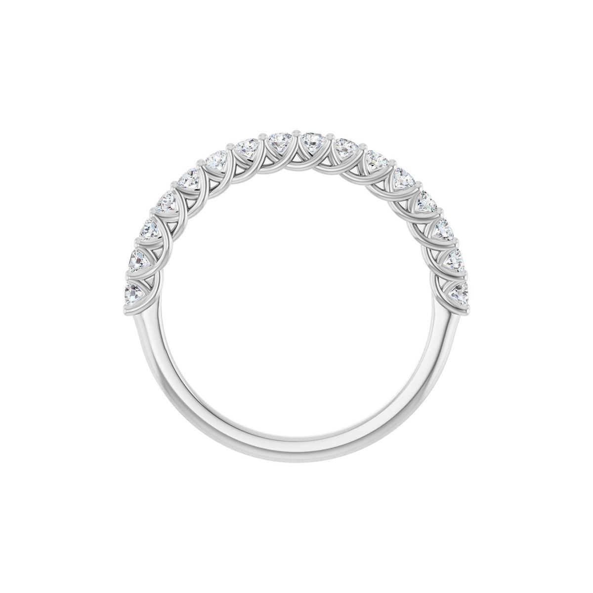 Round Lab-Grown Diamond Woven-Design Half Eternity Band in 14K Gold - 14K White Gold