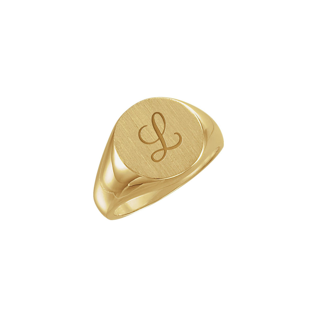 Round Signet Ring in 14K Gold - 14K Yellow Gold