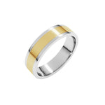 Stepped-Edge Inlay Flat Band in 14K Gold - 14K Two-Tone Gold