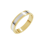 Stepped-Edge Inlay Flat Band in 14K Gold - 14K Two-Tone Gold