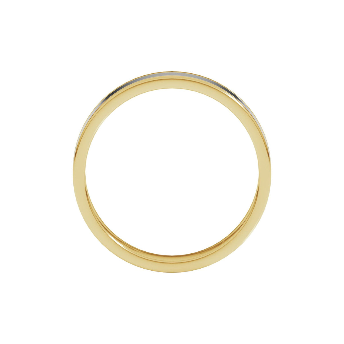 Stepped-Edge Inlay Flat Band in 14K Gold - 14K Two-Tone Gold