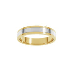 Stepped-Edge Inlay Flat Band in 14K Gold - 14K Two-Tone Gold