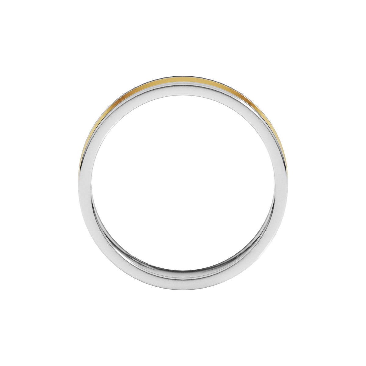 Stepped-Edge Inlay Flat Band in 14K Gold - 14K Two-Tone Gold