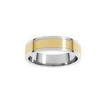 Stepped-Edge Inlay Flat Band in 14K Gold - 14K Two-Tone Gold