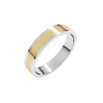 Stepped-Edge Inlay Flat Band in 14K Gold - 14K Two-Tone Gold