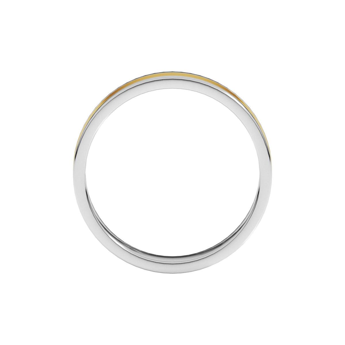 Stepped-Edge Inlay Flat Band in 14K Gold - 14K Two-Tone Gold
