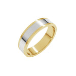 Stepped-Edge Inlay Flat Band in 14K Gold - 14K Two-Tone Gold