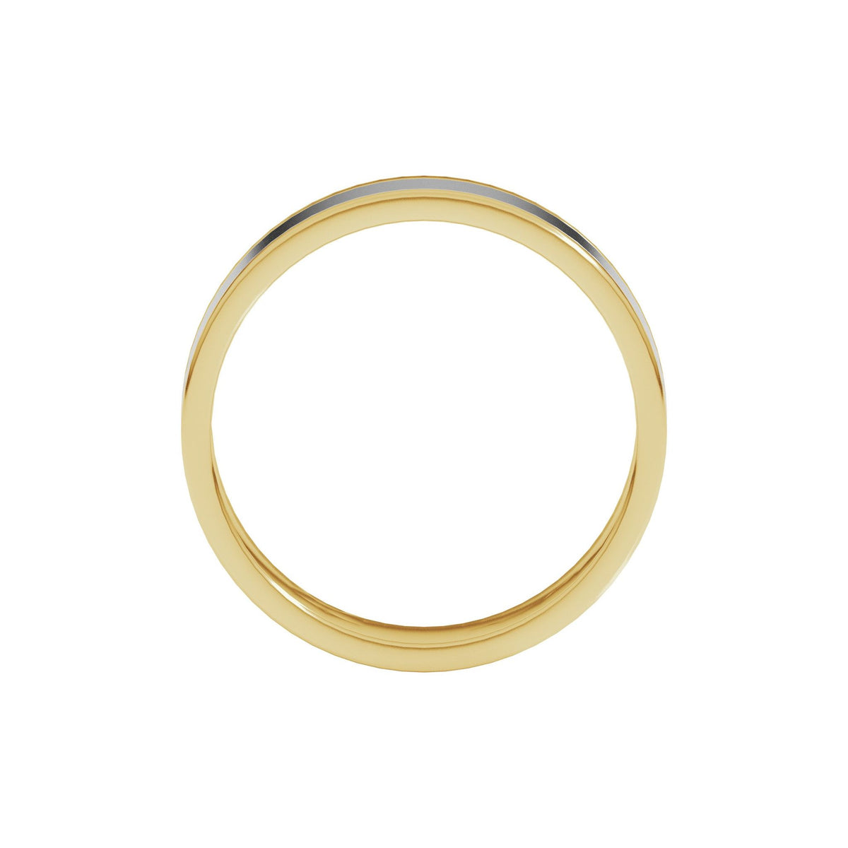 Stepped-Edge Inlay Flat Band in 14K Gold - 14K Two-Tone Gold