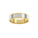 Stepped-Edge Inlay Flat Band in 14K Gold - 14K Two-Tone Gold