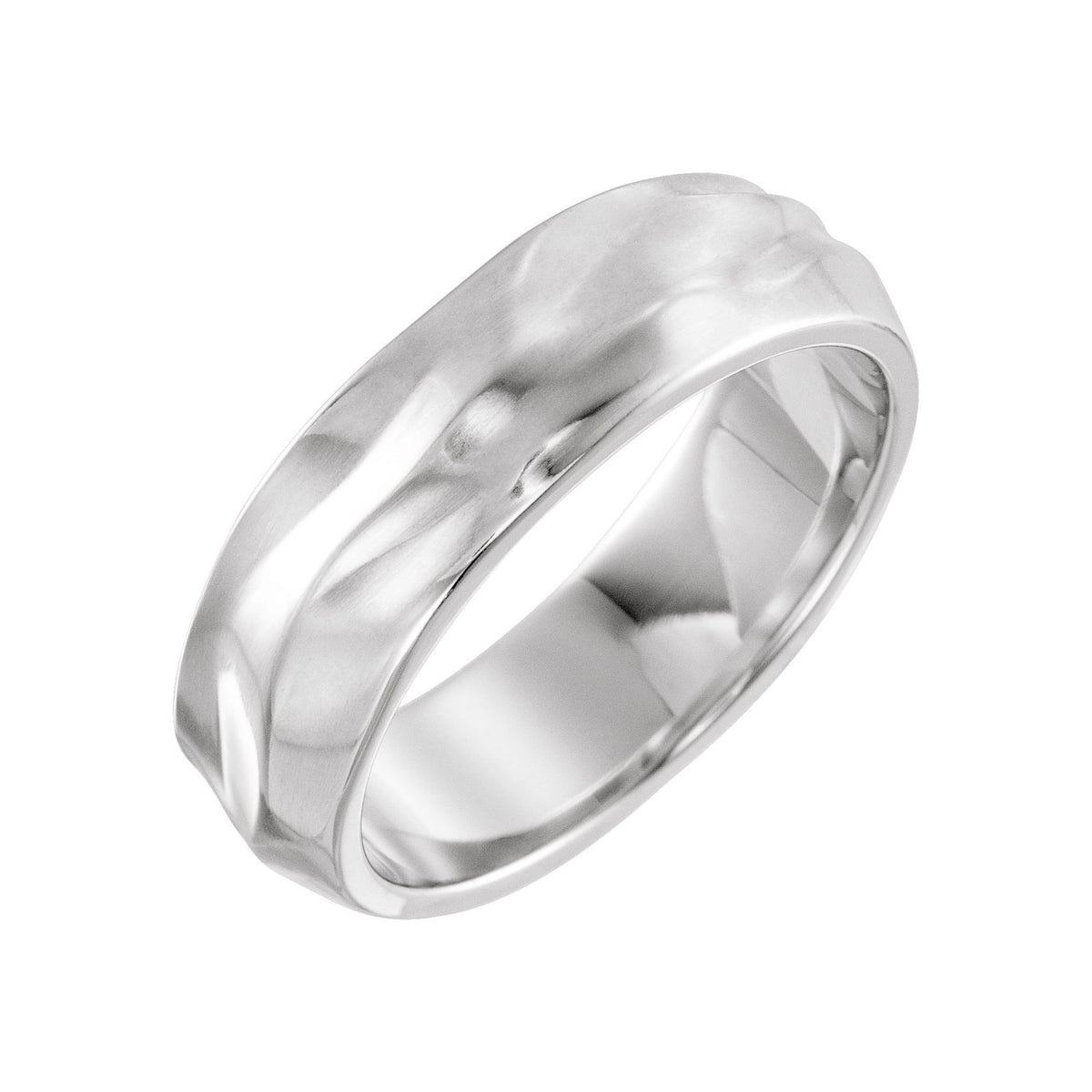 Textured Band in 14K Gold - 14K White Gold