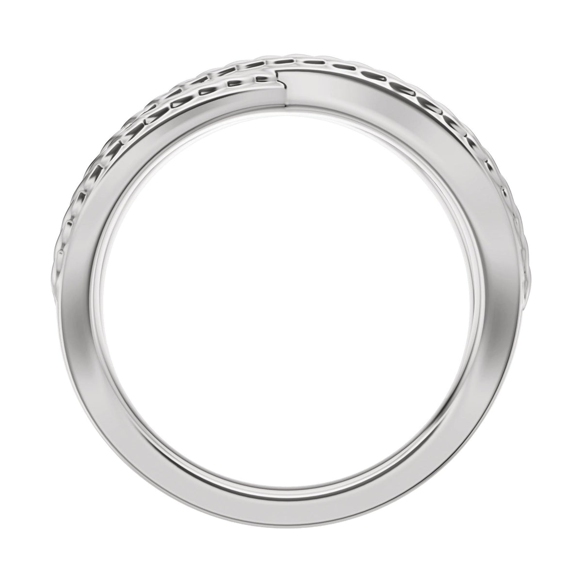 Wheat Criss-Cross Contour Band in 14K Gold - 14K White Gold