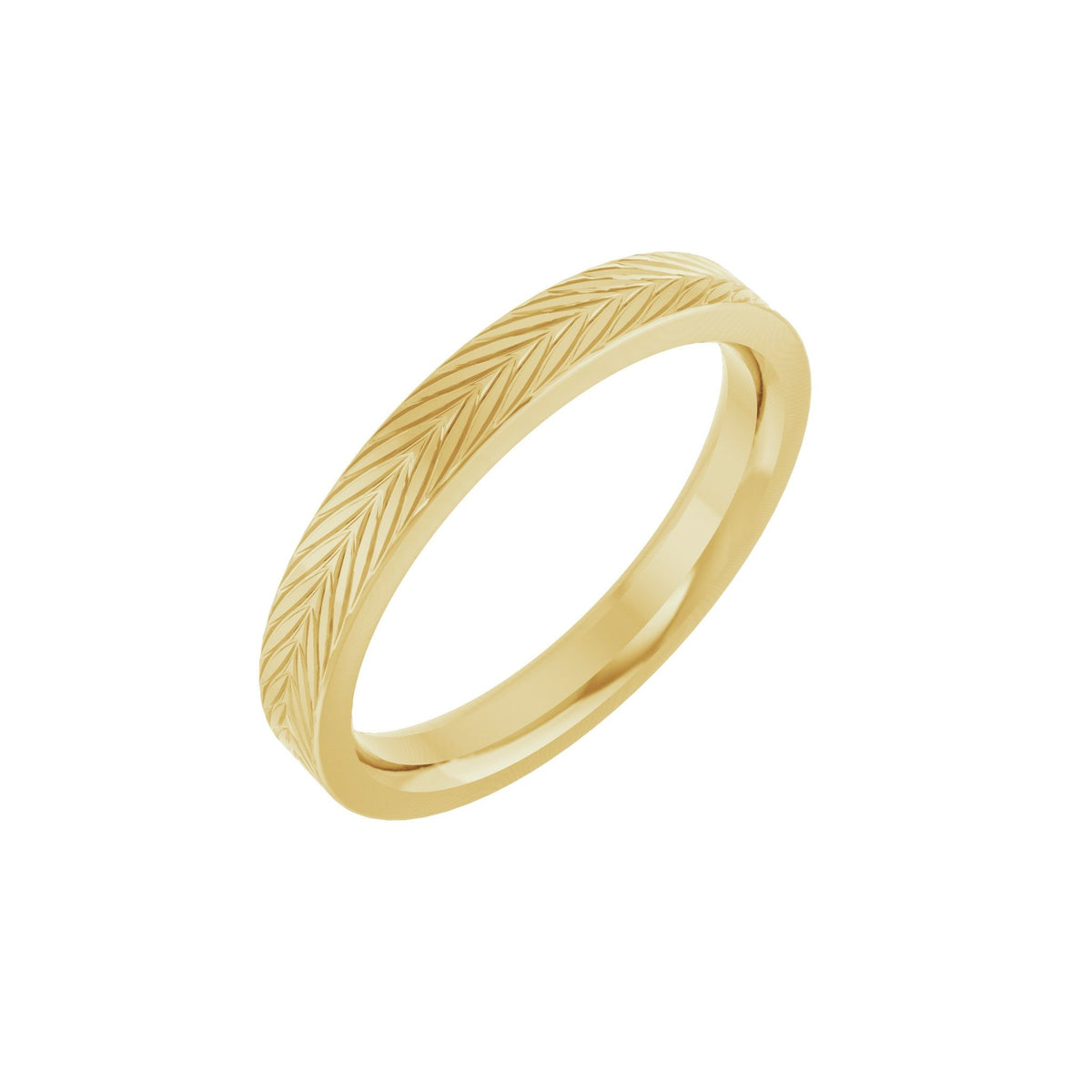 Wheat Patterned Band in 14K Gold - 14K Yellow Gold