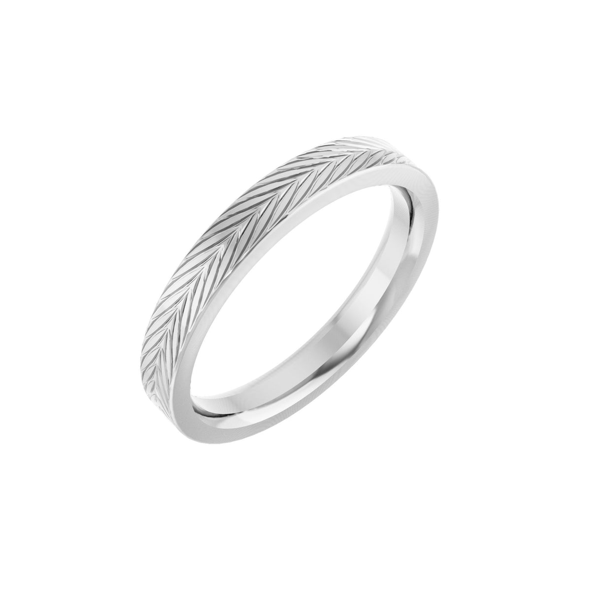 Wheat Patterned Band in 14K Gold - 14K White Gold