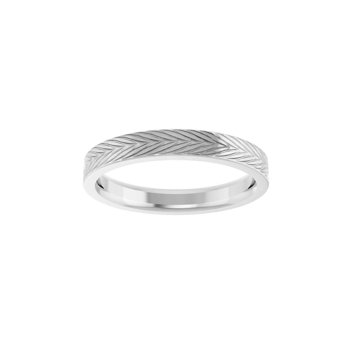 Wheat Patterned Band in 14K Gold - 14K White Gold