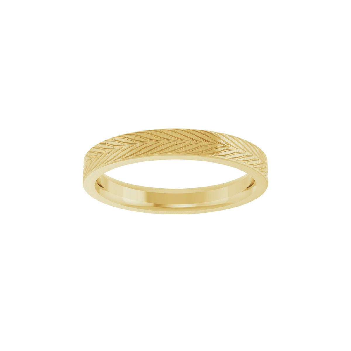 Wheat Patterned Band in 14K Gold - 14K Yellow Gold