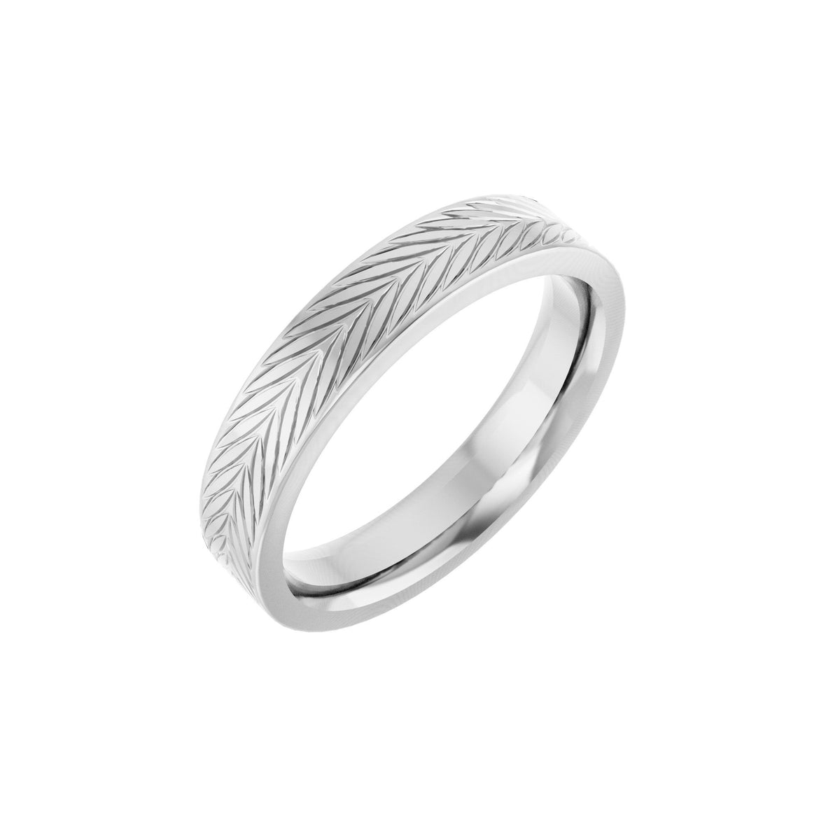 Wheat Patterned Band in 14K Gold - 14K White Gold