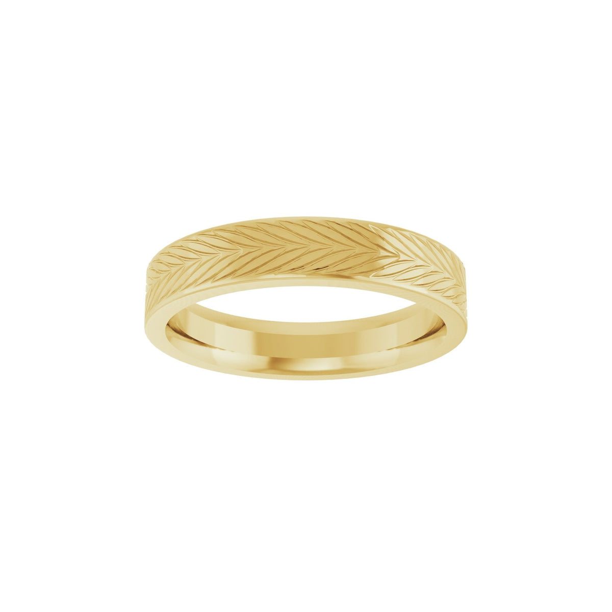 Wheat Patterned Band in 14K Gold - 14K Yellow Gold