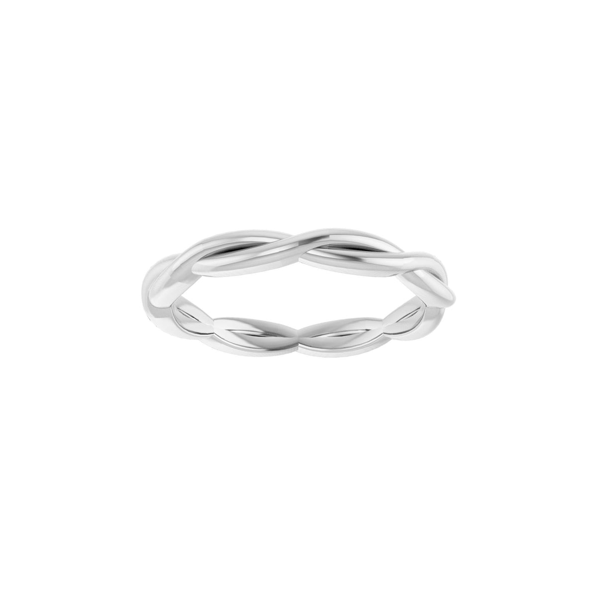 Woven-Design Band in 14K & 18K Gold or Platinum, 1.45mm Top - 14K White Gold
