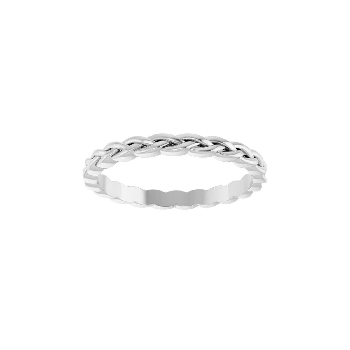 Woven-Design Band in 14K & 18K Gold or Platinum, 2mm Top - 14K White Gold