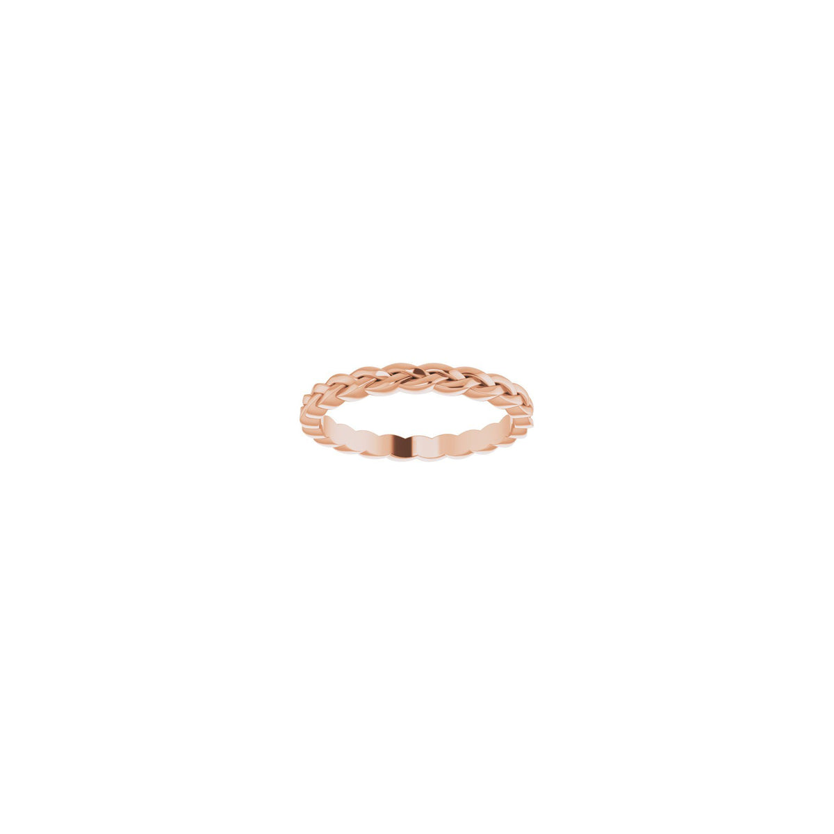 Woven-Design Band in 14K & 18K Gold or Platinum, 2mm Top - 14K Rose Gold