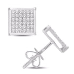 10 Karat White Gold 0.05 Carat Diamond Square Earrings - Picasso Gold & Diamond Jewelry
