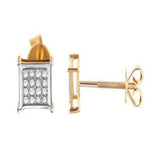 10 Karat Yellow Gold 0.15 Carat Diamond Square Earrings - Picasso Gold & Diamond Jewelry