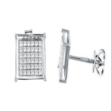 10 Karat White Gold 0.25 Carat Diamond Square Earrings - Picasso Gold & Diamond Jewelry