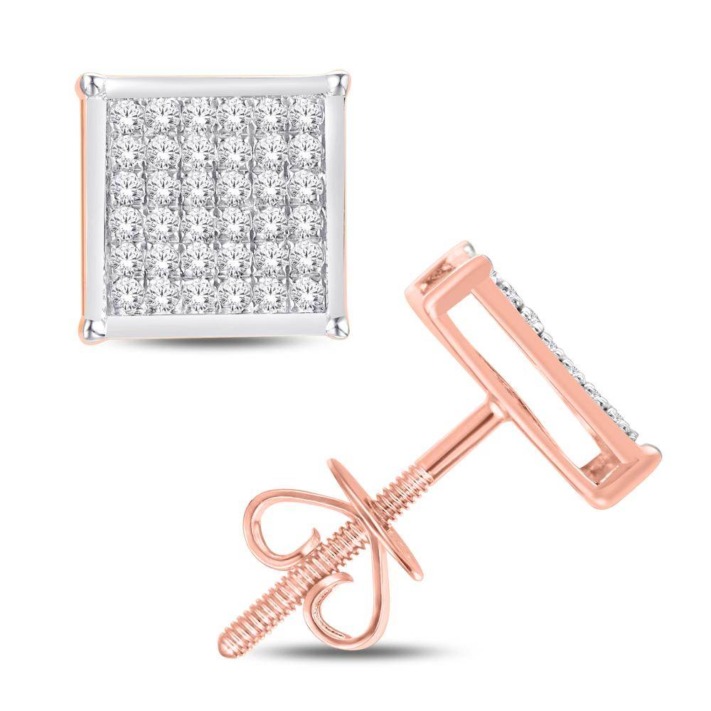 10 Karat Rose Gold 0.33 Carat Diamond Square Earrings - Picasso Gold & Diamond Jewelry