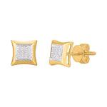 10 Karat Yellow Gold 0.05 Carat Diamond Square Earrings - Picasso Gold & Diamond Jewelry