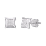10 Karat White Gold 0.10 Carat Diamond Square Earrings - Picasso Gold & Diamond Jewelry
