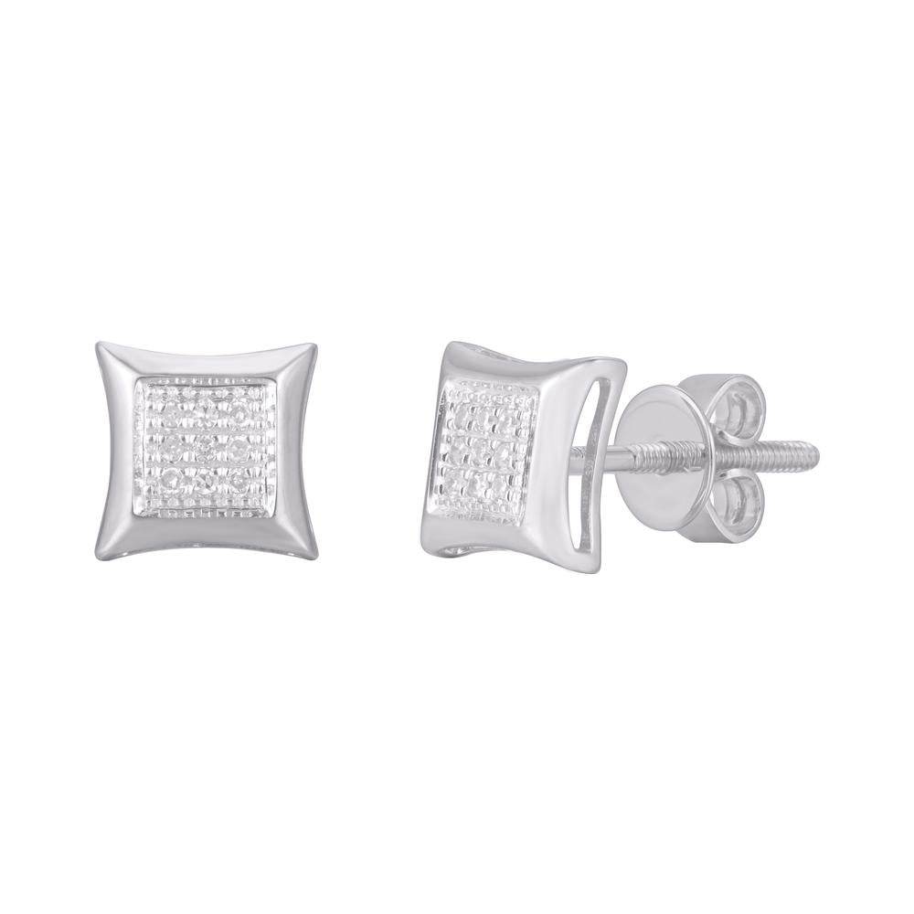 10 Karat White Gold 0.10 Carat Diamond Square Earrings - Picasso Gold & Diamond Jewelry