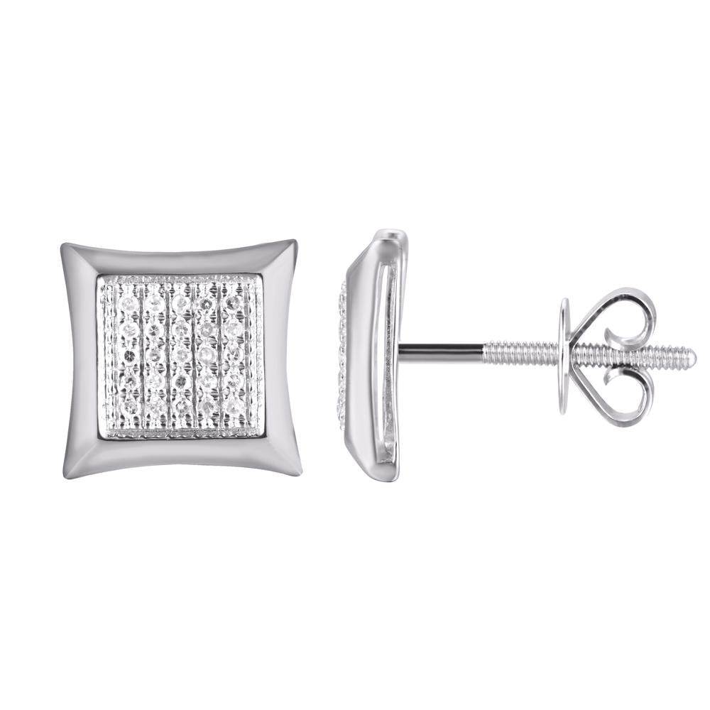 10 Karat White Gold 0.15 Carat Diamond Square Earrings - Picasso Gold & Diamond Jewelry
